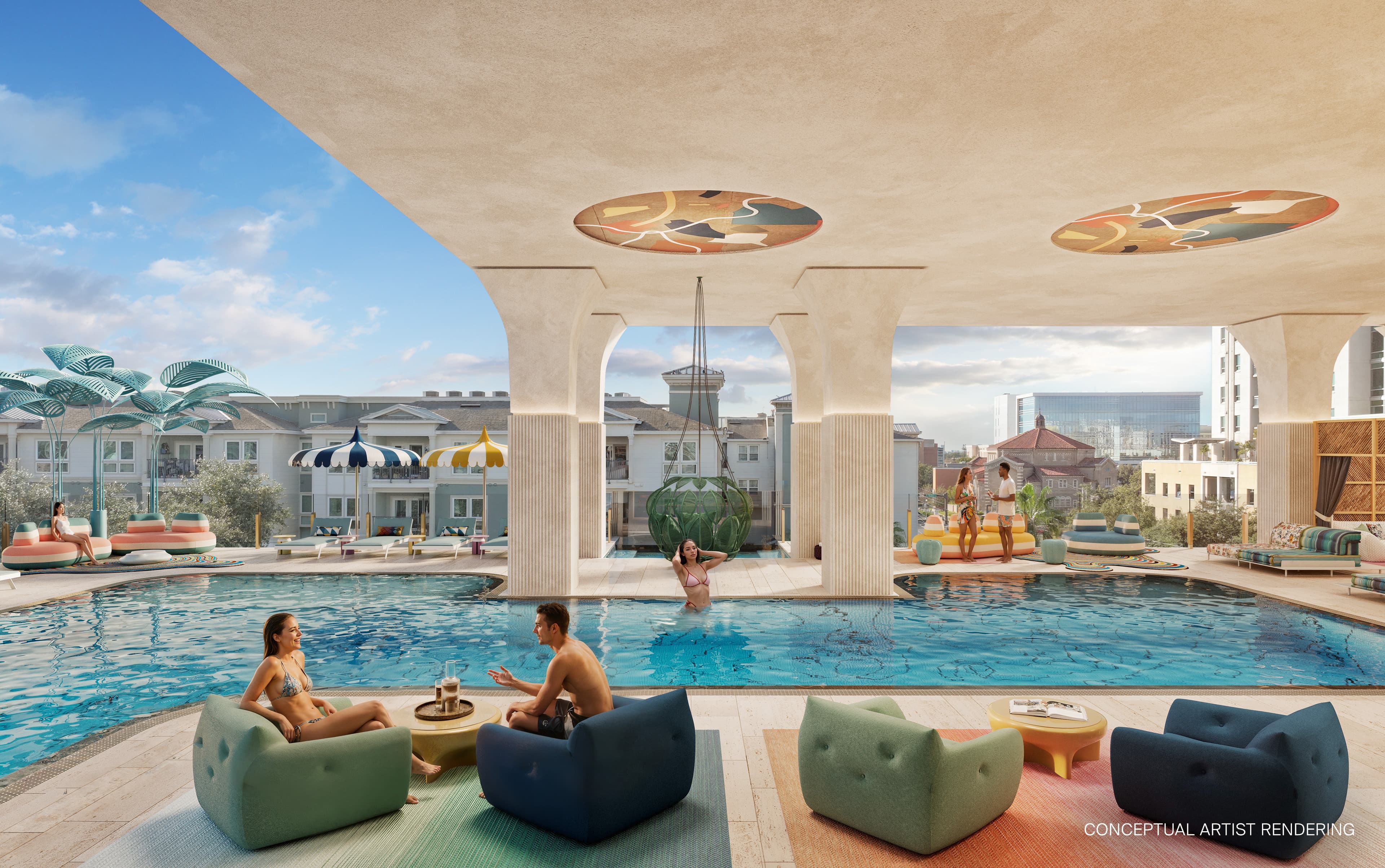Pool toward hot tub